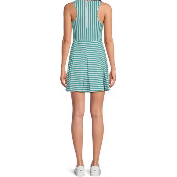 ✨ 🆕 Addison Bay Racquet Striped Print Crew Neck Sleeveless Pleated Active 👗✨ - Picture 4 of 15